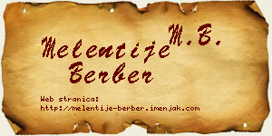 Melentije Berber vizit kartica